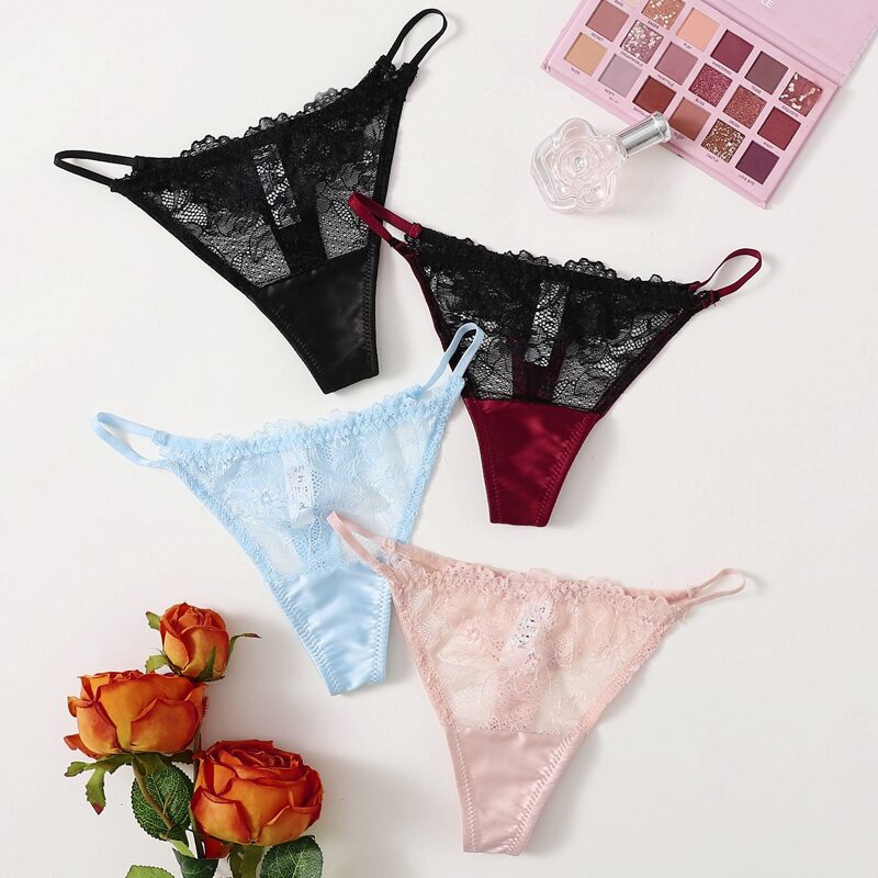 

4pack Lace Thong Set, Multicolor