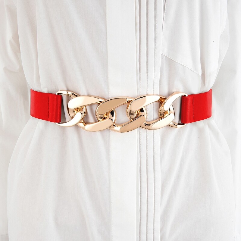 

Metal Chain Decor Belt, Red