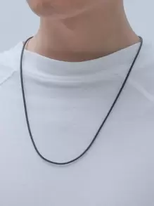 1pc Euramerican Style Simple 60cm Black Leather Cord Necklace Unisex Basic Accessory