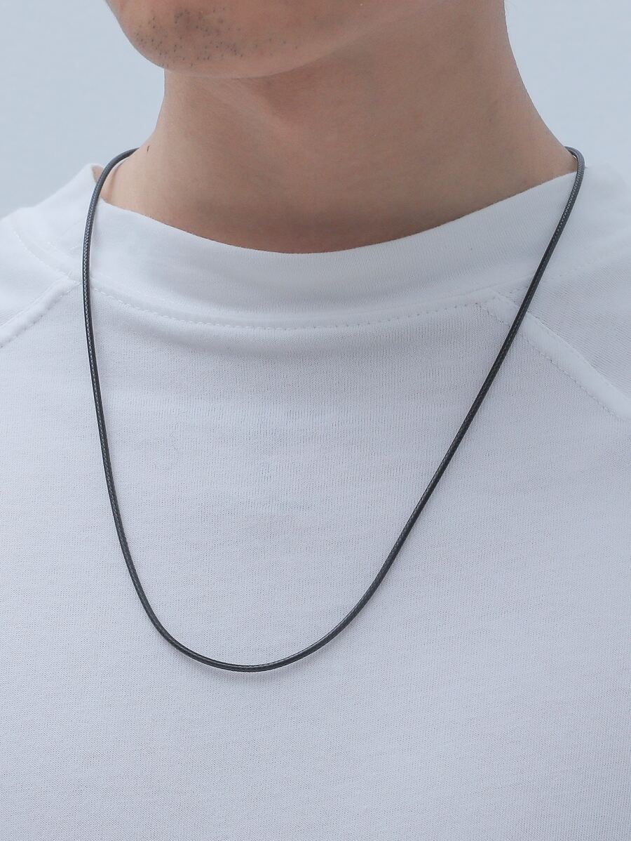 1pc Euramerican Style Simple 60cm Black Leather Cord Necklace Unisex Basic Accessory