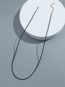 1pc Euramerican Style Simple 60cm Black Leather Cord Necklace Unisex Basic Accessory