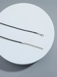 1pc Euramerican Style Simple 60cm Black Leather Cord Necklace Unisex Basic Accessory
