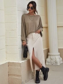 Camisetas Liso Casual - Caqui - Ver 5