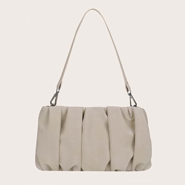 

Ruched Shoulder Bag, Beige