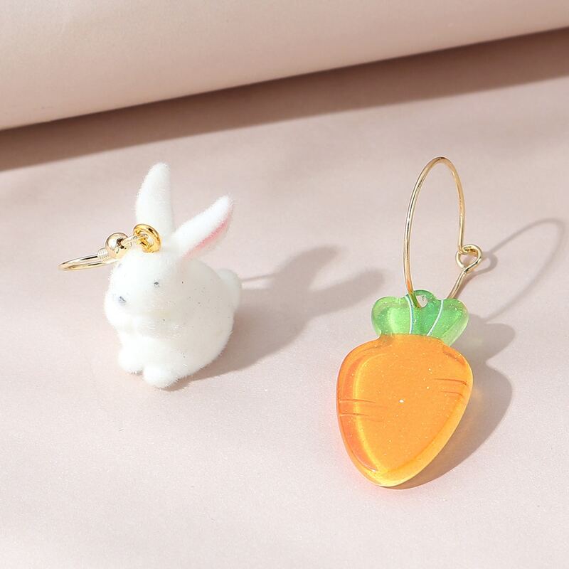 

White Rabbit Carrot Drop Earrings, Multicolor