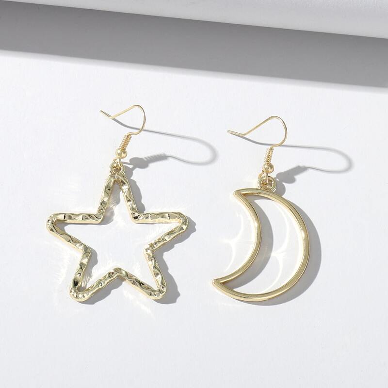 

Star & Moon Charm Drop Earrings, Gold