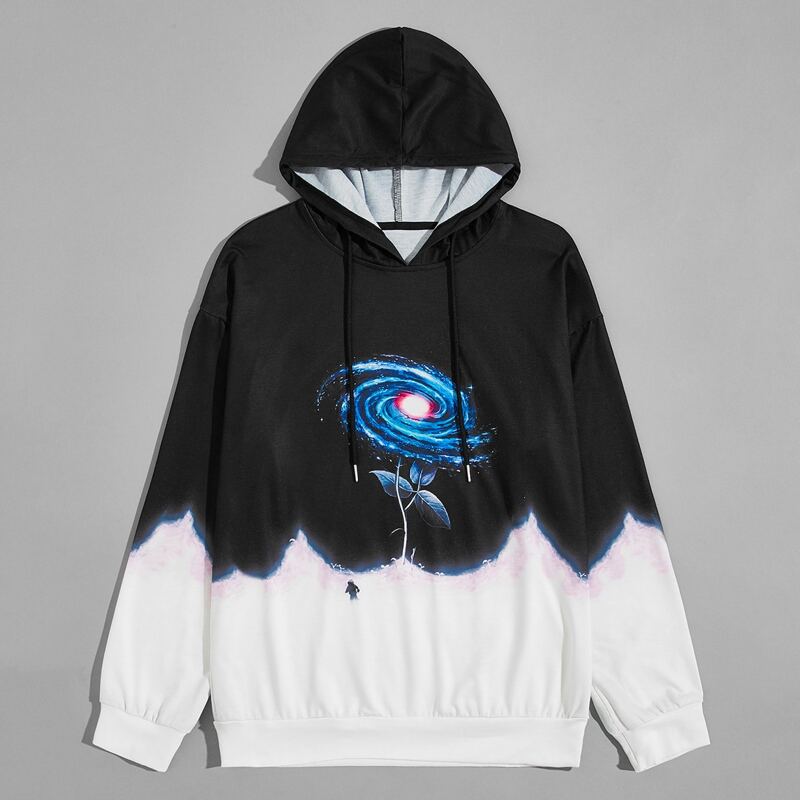 

Guys Cosmos Graphic Hoodie, Black and white
