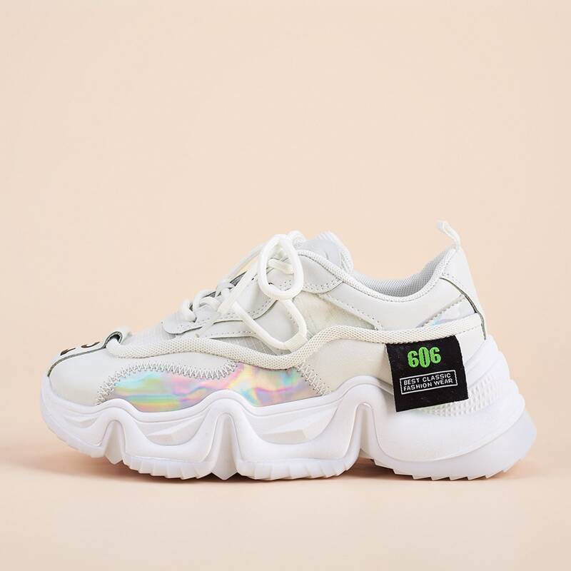 

Lace Up Front Wide Fit Chunky Sneakers, White
