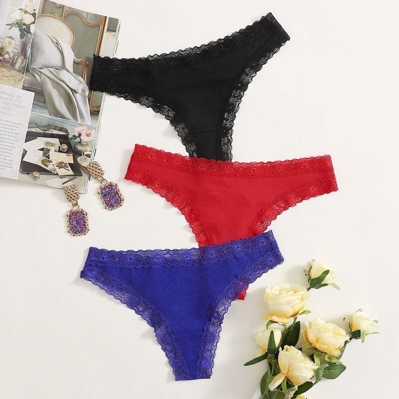 

3pack Lace Trim Panty Set, Multicolor