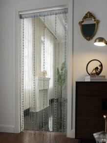 1 件简约串珠窗帘，适用于客厅、卧室、厨房、房间隔断 - 灰色 - 查看 4