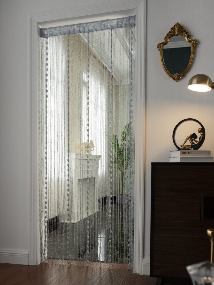1 pieza Cortina de cuentas minimalista, adecuada para sala de estar, dormitorio, cocina, divisor de ambientes - Gris - Añade 4