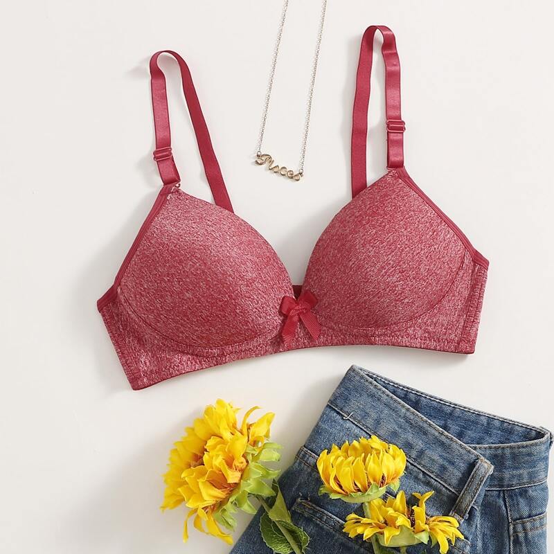 

Bow Decor Bra, Red