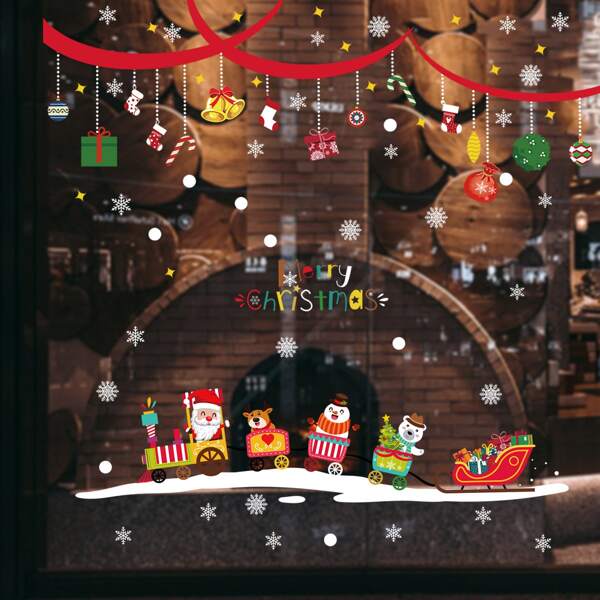 

Christmas Cartoon Graphic Window Sticker, Multicolor