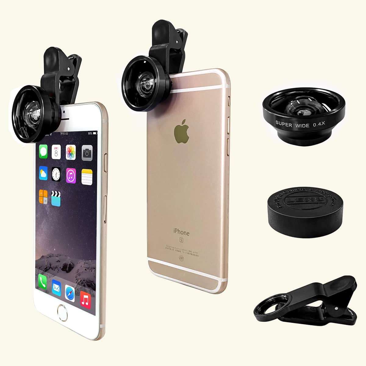 

3 In 1 Phone Wide Angle Macro Fisheye Clip Lens, Black