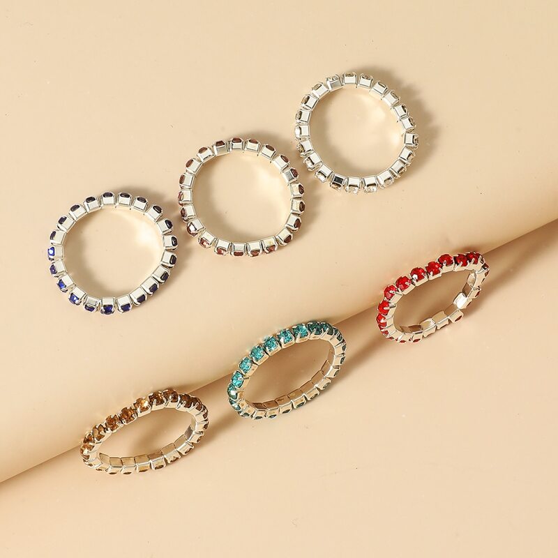 

6pcs Rhinestone Decor Toe Ring, Multicolor