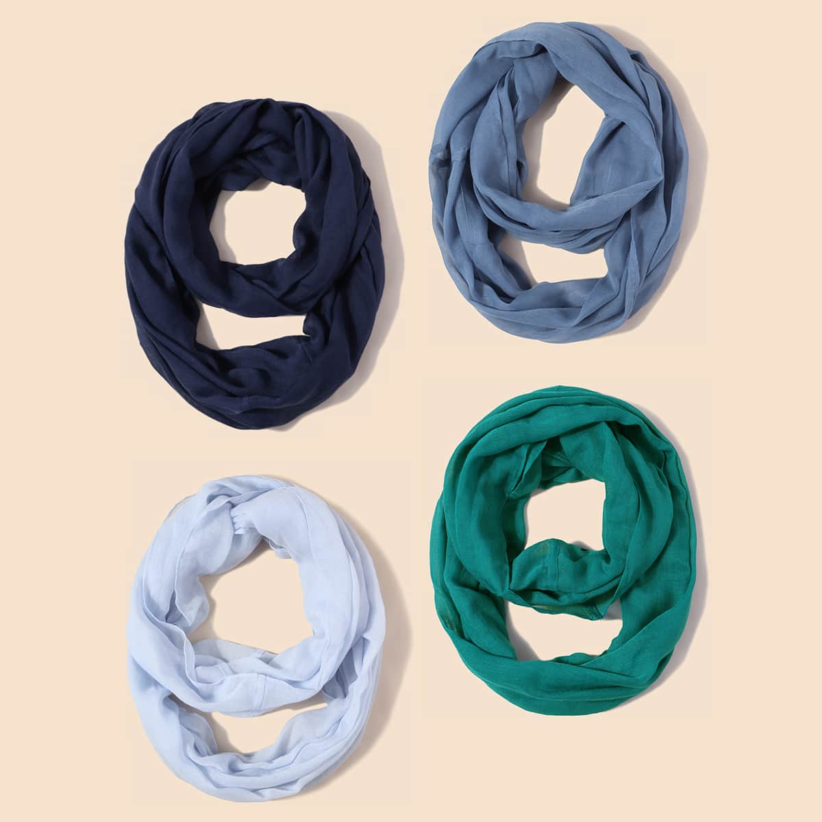 

4pcs Solid Infinity Scarf, Multicolor