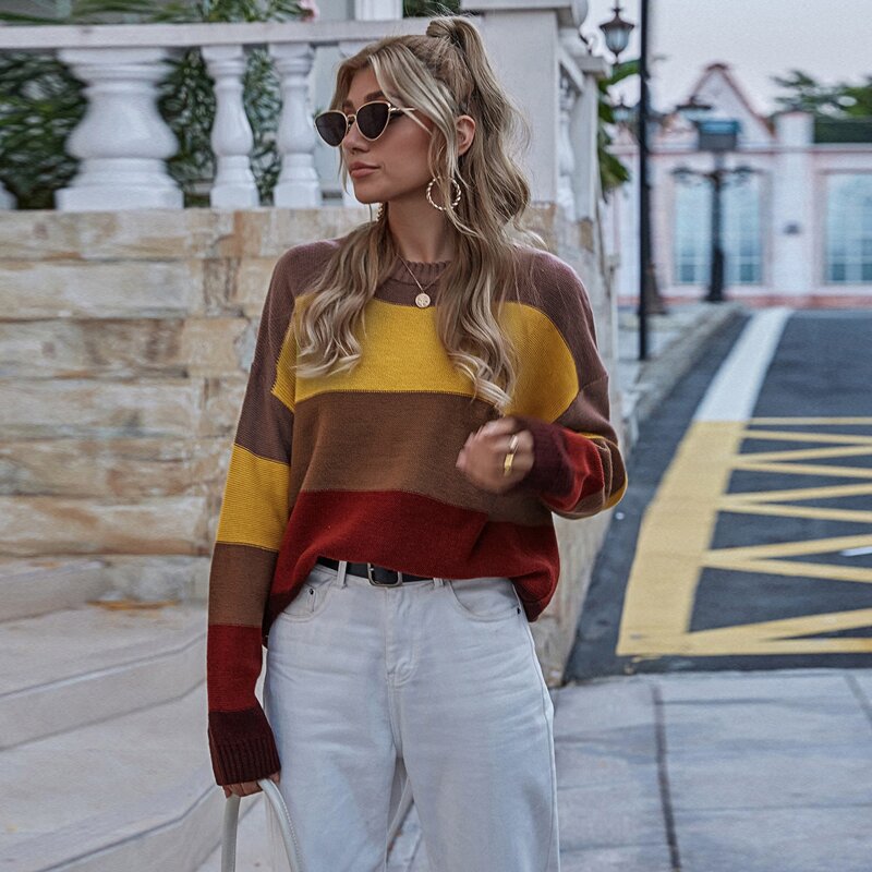 

Colorblock Crew Neck Sweater, Multicolor