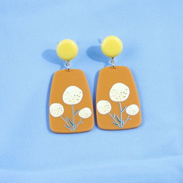 

Plants Print Acrylic Earrings, Multicolor