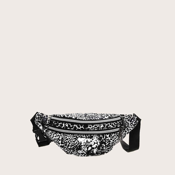 

Double Zip Front Fanny Pack, Black