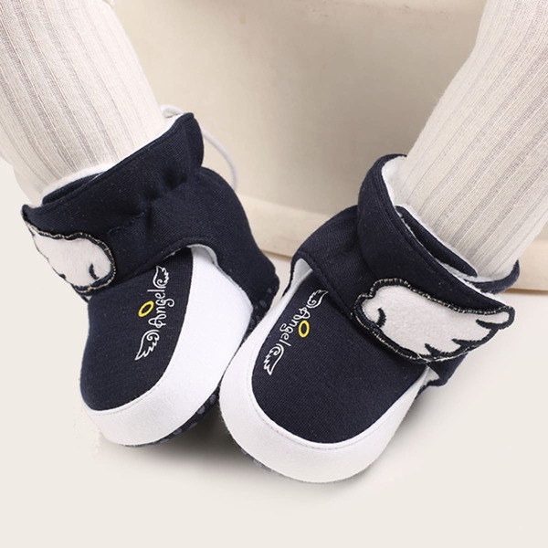 

Baby Boy Letter Graphic Velcro Strap Boots, Blue