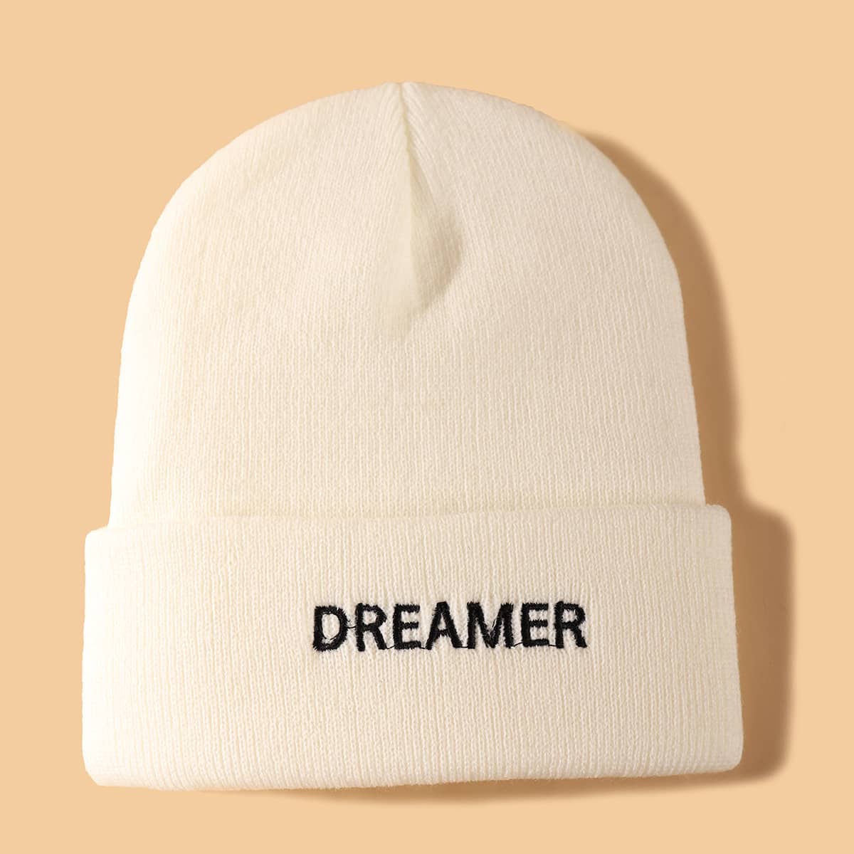 

Letter Embroidered Beanie, White