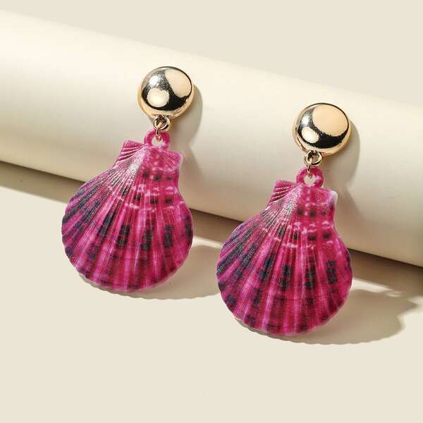 

Acrylic Shell Charm Drop Earrings, Multicolor