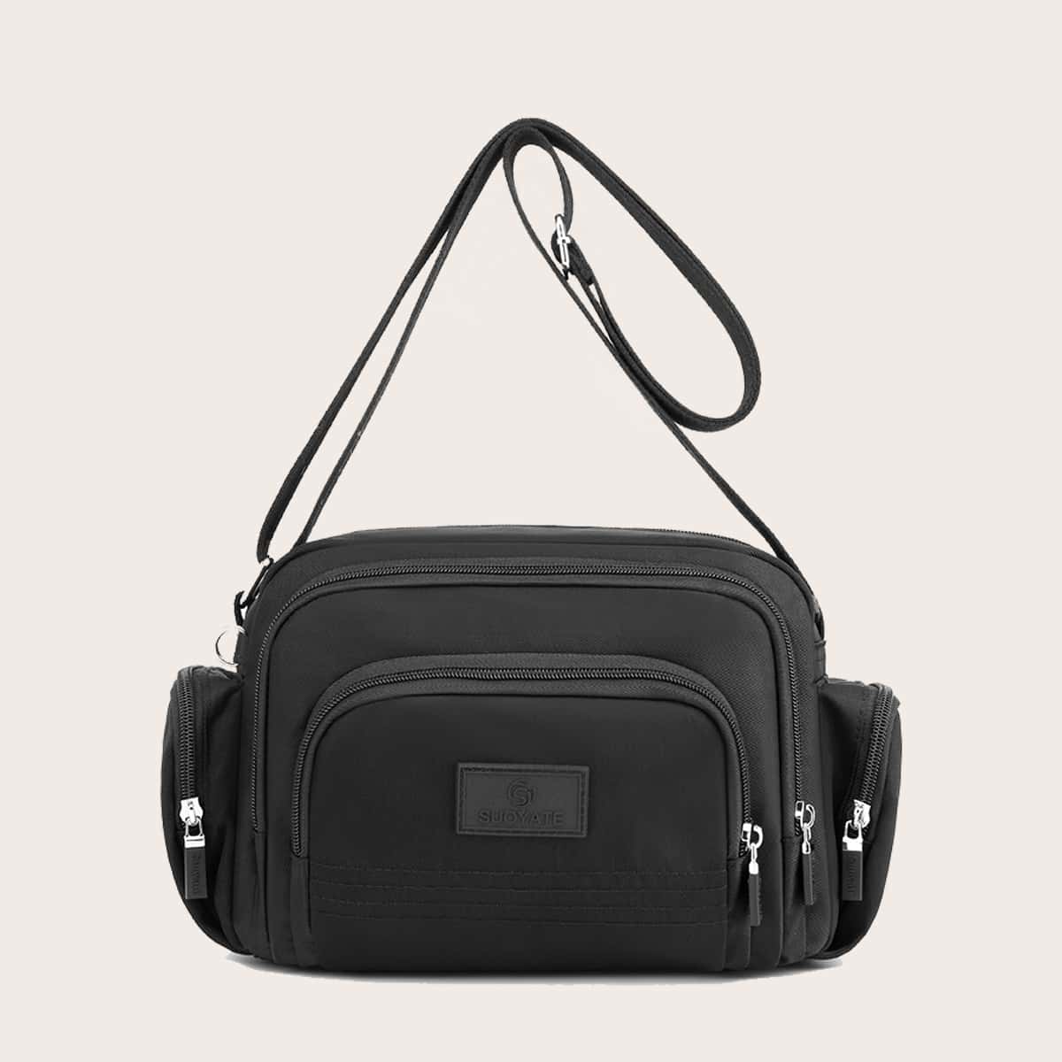

Guys Letter Patch Crossbody Bag, Black