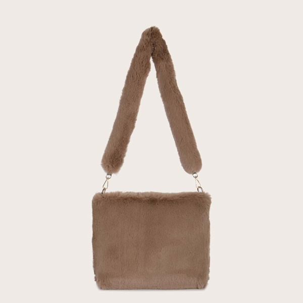 

Faux Fur Shoulder Bag, Brown