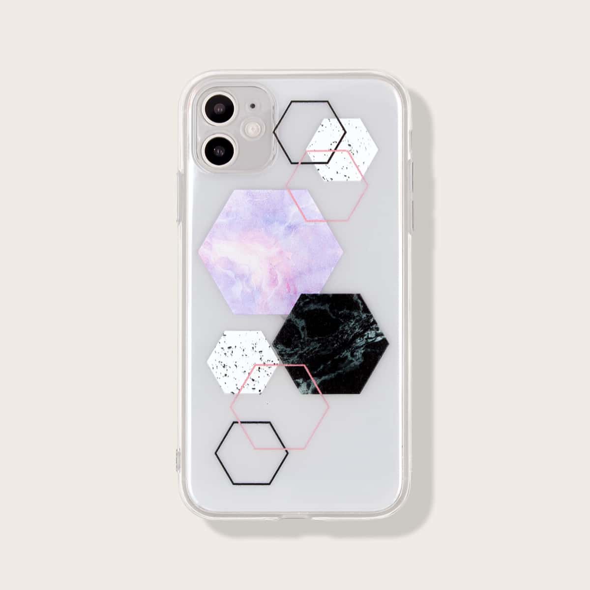 

Geometric & Marble Print iPhone Case, Multicolor