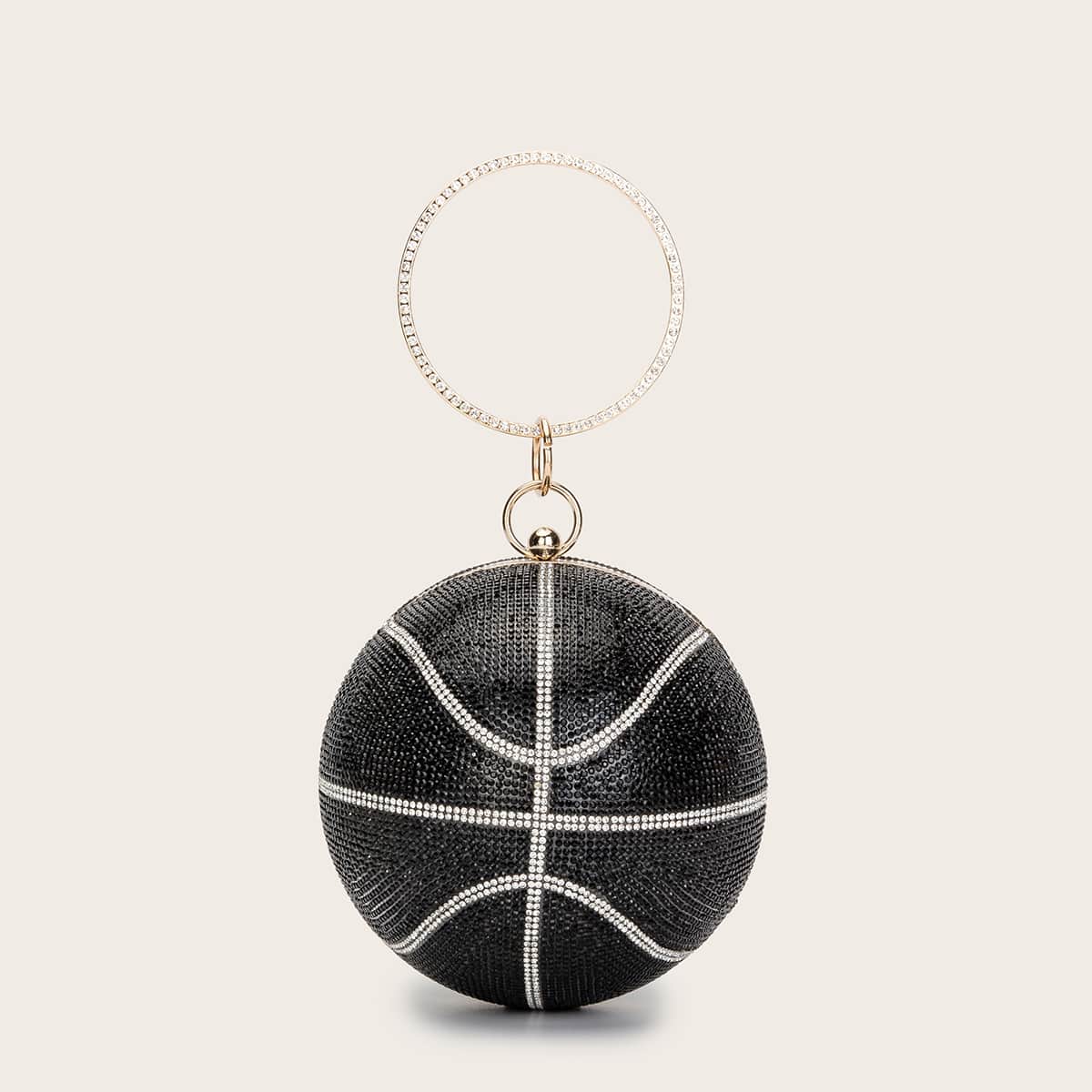 

Mini Ball Shaped Rhinestone Clutch Bag, Black
