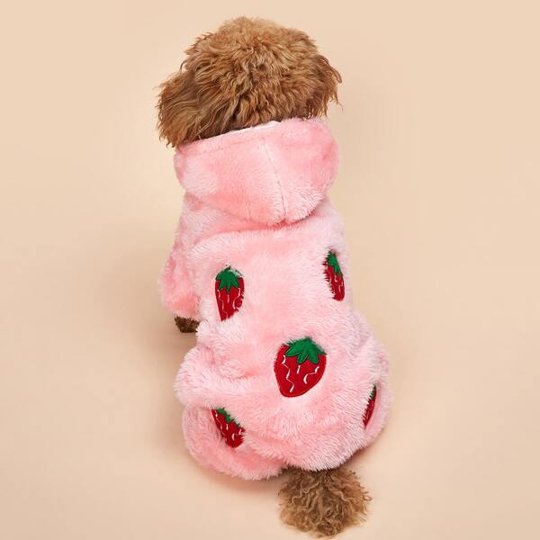 

Strawberry Embroidered Dog Jumpsuit, Pink