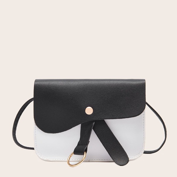 

Two Tone Flap Crossbody Bag, Black and white