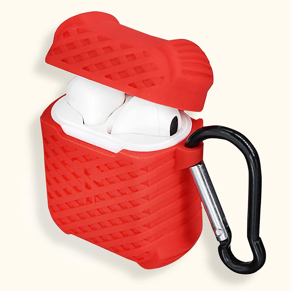 

Plain AirPods Case With Hook, Red
