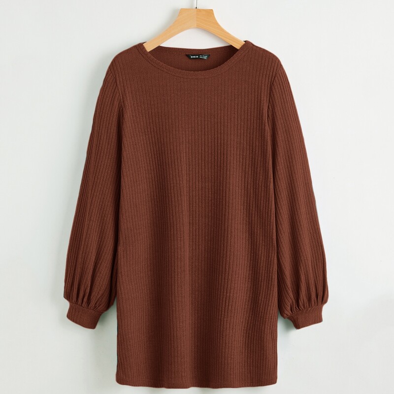 

Solid Tee Dress, Rust brown