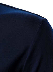 Manfinity Homme Áo thun có cổ Nam Nút Giải trí - Màu xanh hải quân - Xem 4
