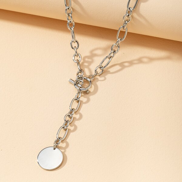 

Disc Charm Necklace, Silver