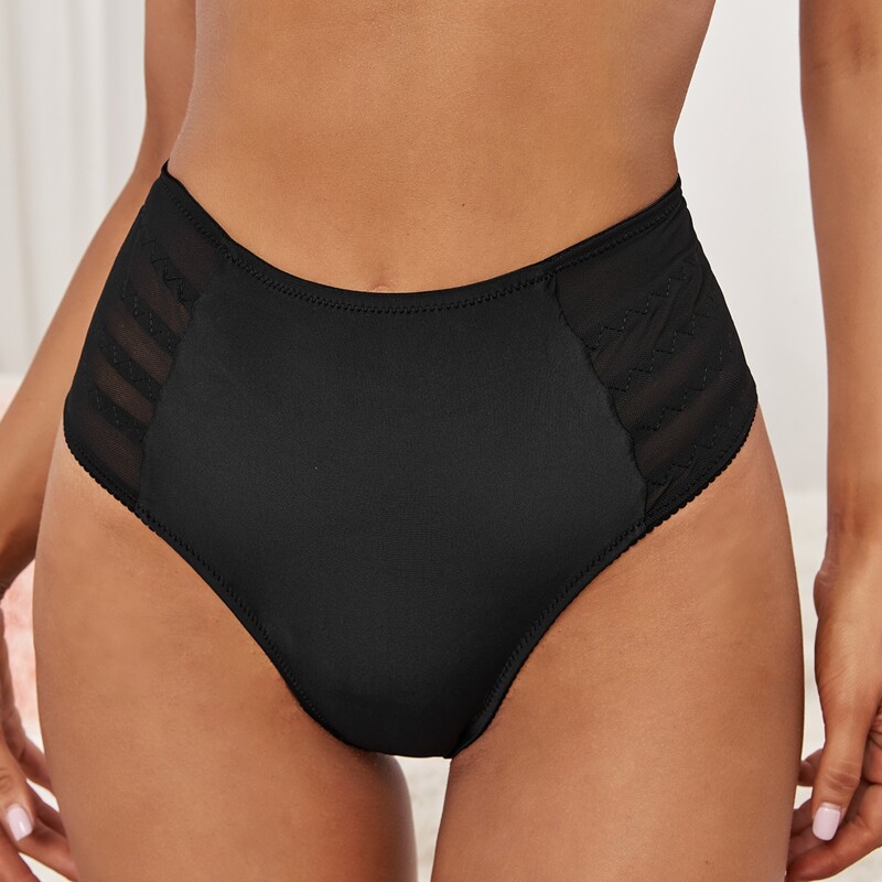 

Contrast Mesh Shapewear Panty, Black