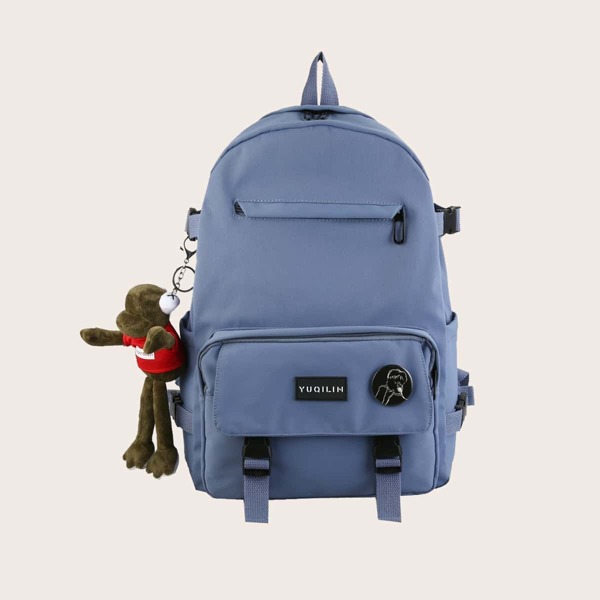 

Men Pocket Front Backpack With Bag Charm, Blue