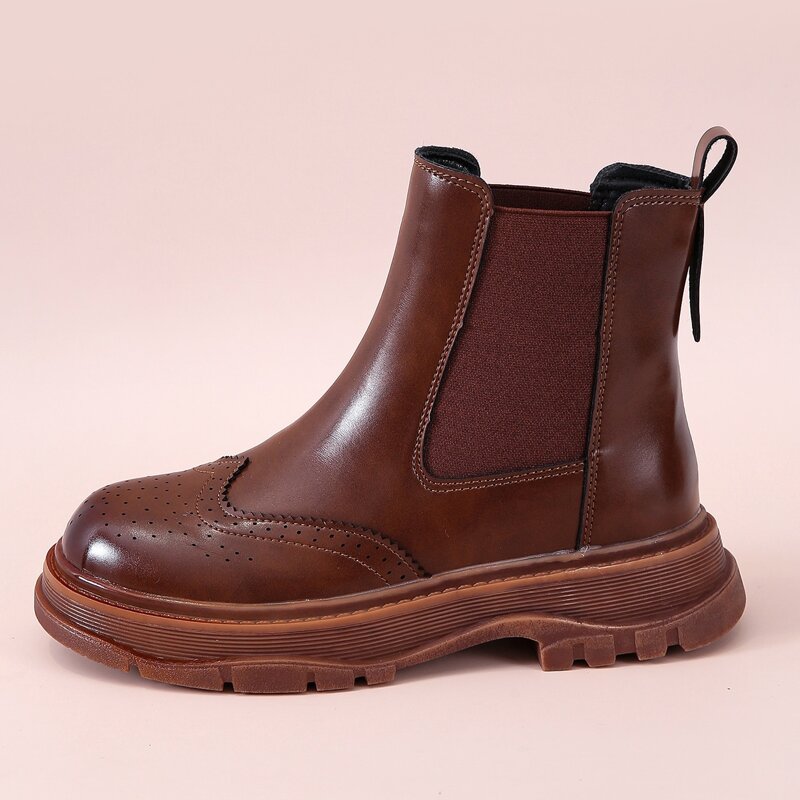 

Wingtip Detail Combat Boots, Brown