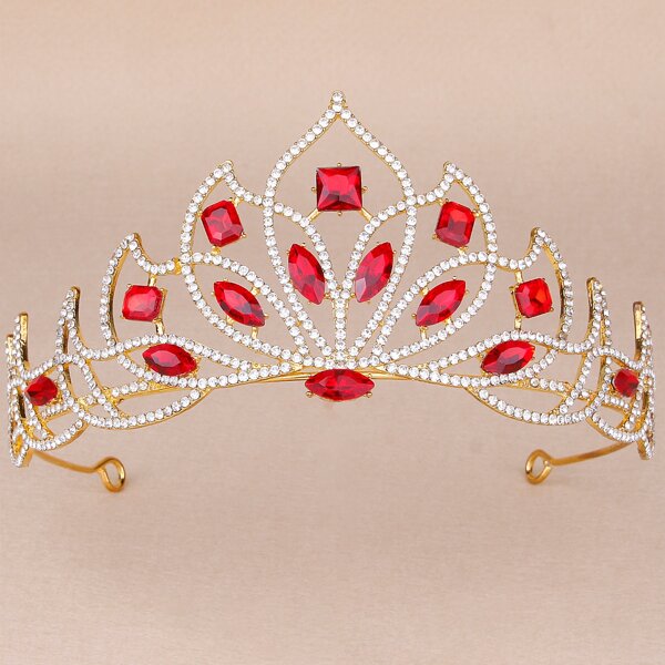 

Rhinestone Decor Crown Hair Accessory, Red