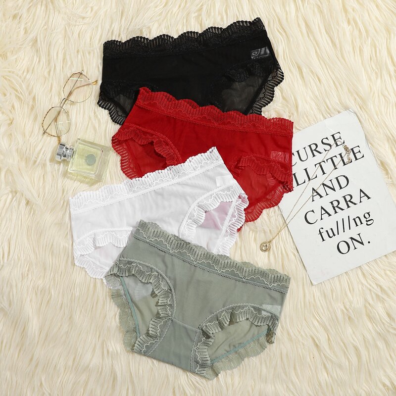 

4pack Lace Trim Panty Set, Multicolor