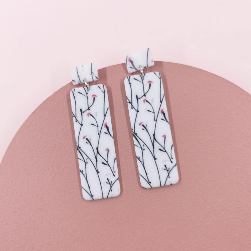 

Plant Pattern Geo Drop Earrings, Multicolor