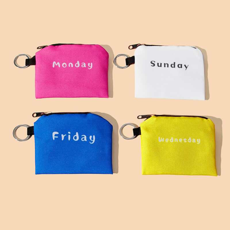

4pcs Letter Coin Purse, Multicolor