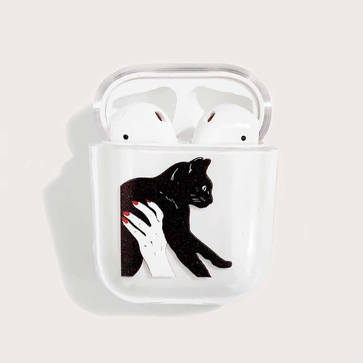 

Cat Print Transparent AirPods Case, Clear