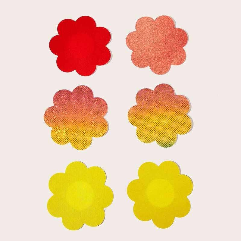 

3pairs Flower Shaped Nipple Cover, Multicolor