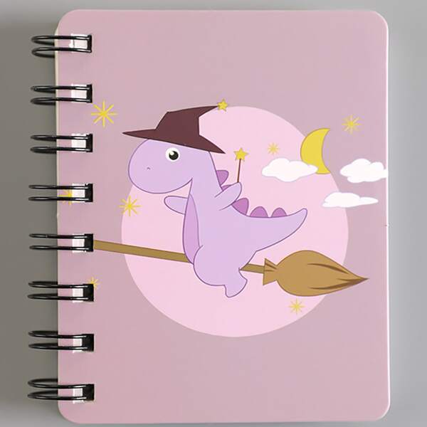 

1pack Dinosaur Print Cover Spiral Notebook, Pink