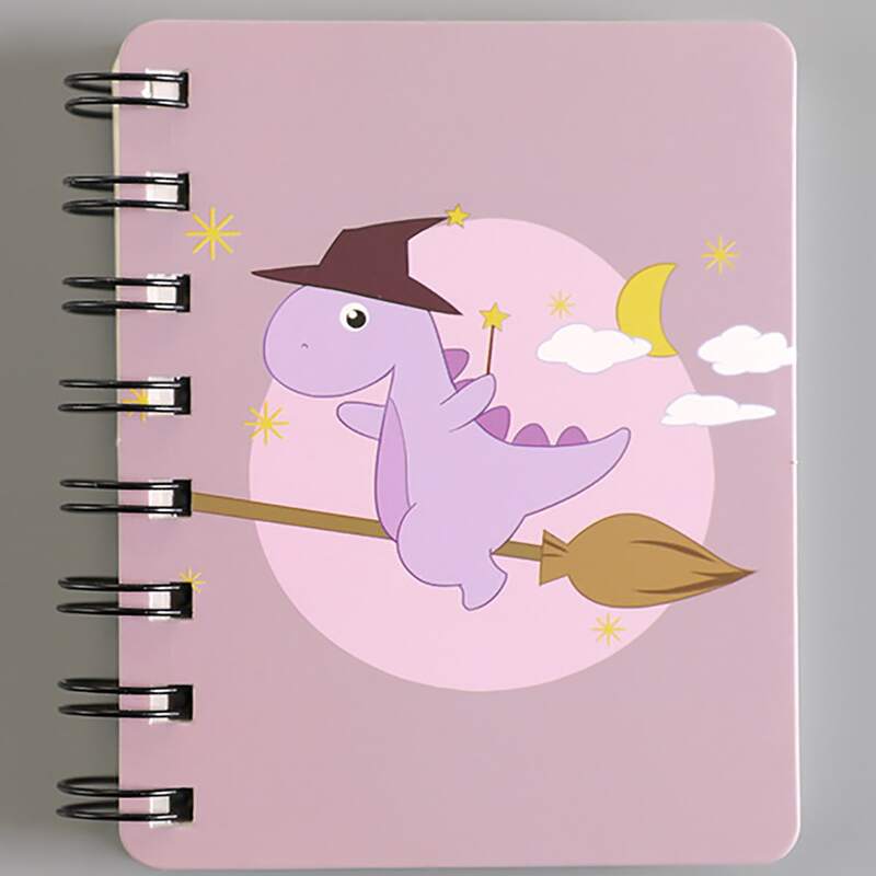 

1pack Dinosaur Print Cover Spiral Notebook, Pink
