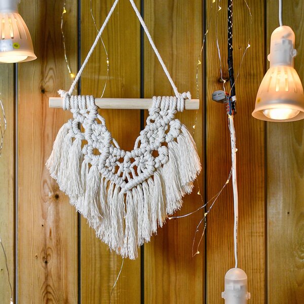 

1pc Woven Heart Wall Hanging, Beige