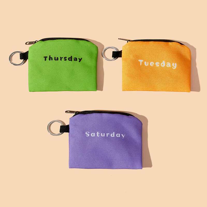 

3pcs Letter Coin Purse, Multicolor