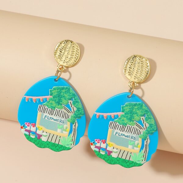 

Cartoon Pattern Drop Earrings, Multicolor